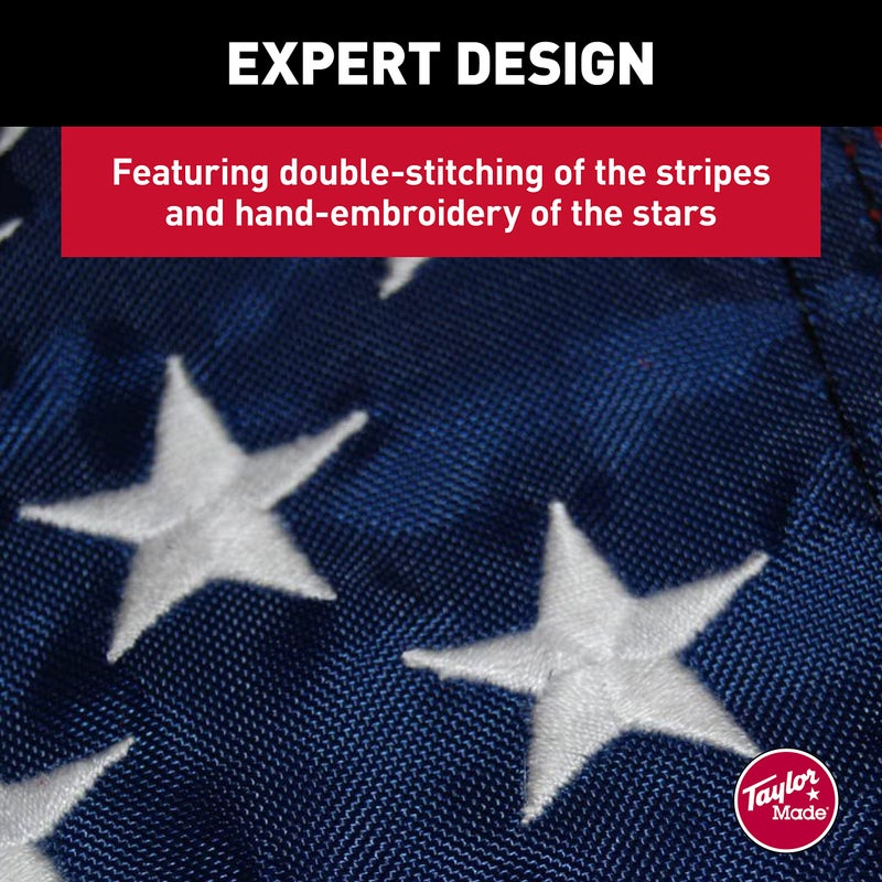 TaylorMade Taylor Made Sewn American Flag for Boats, 24" x 36", Marine-Grade Nylon, Fade Resistant, Brass Grommets, Embroidered Stars and Stripes, Flag only - 2020109197 - Image 5